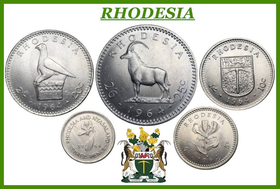 1964: RHODESIA : Excellent Coin Set  of  Almost UNC : Coins in Good Conditions, as per Photo.