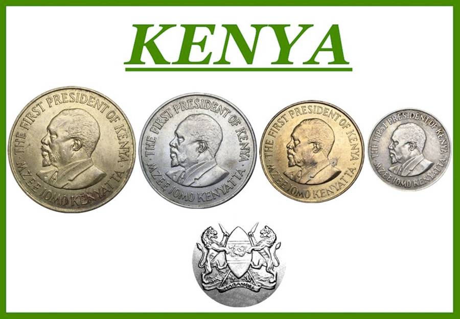 1971 : KENYA : Set of 4 Coins in  Almost UNC in Good Conditions, as per Photo.