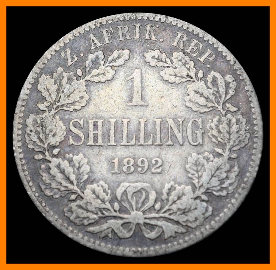 1892 : Z.A.R.. : One Shilling : Circulated Coin, as per Photo.