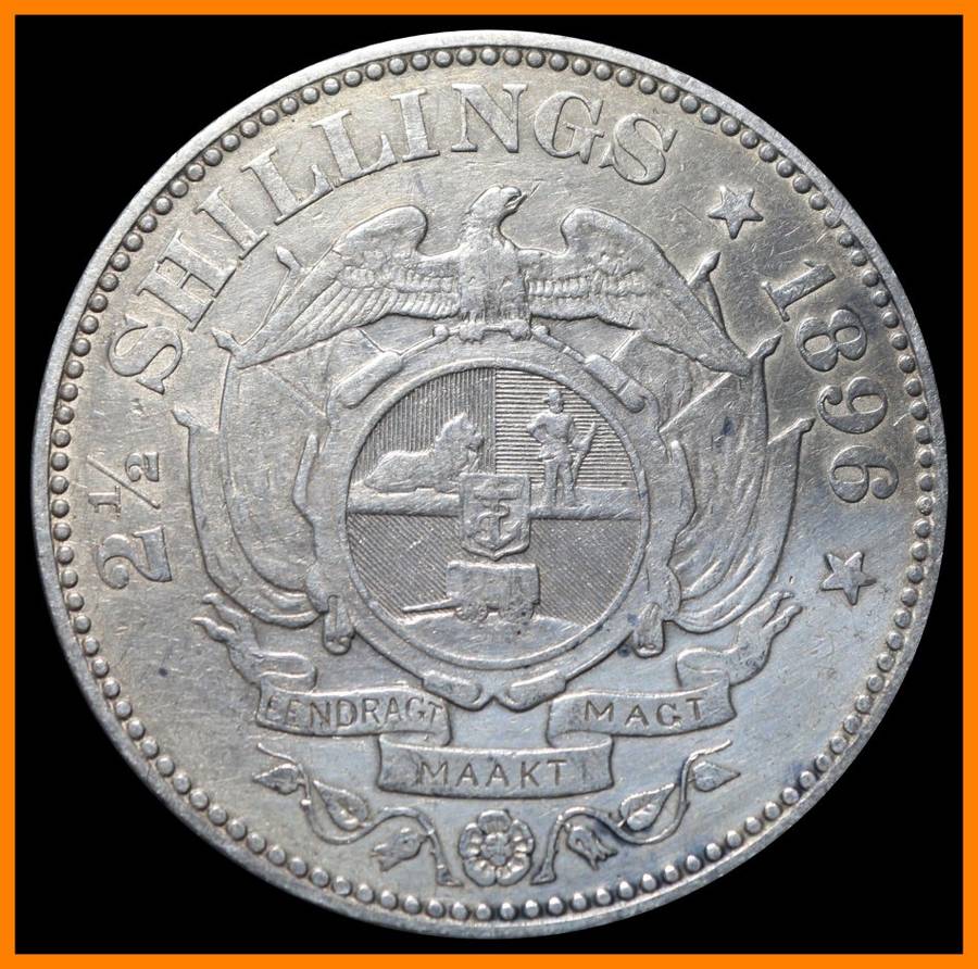 1896 : ZUID AFRIKAANSCHE REPUBLIEK :Two and a Half Shillings in Circulated Condition, as per Photo.