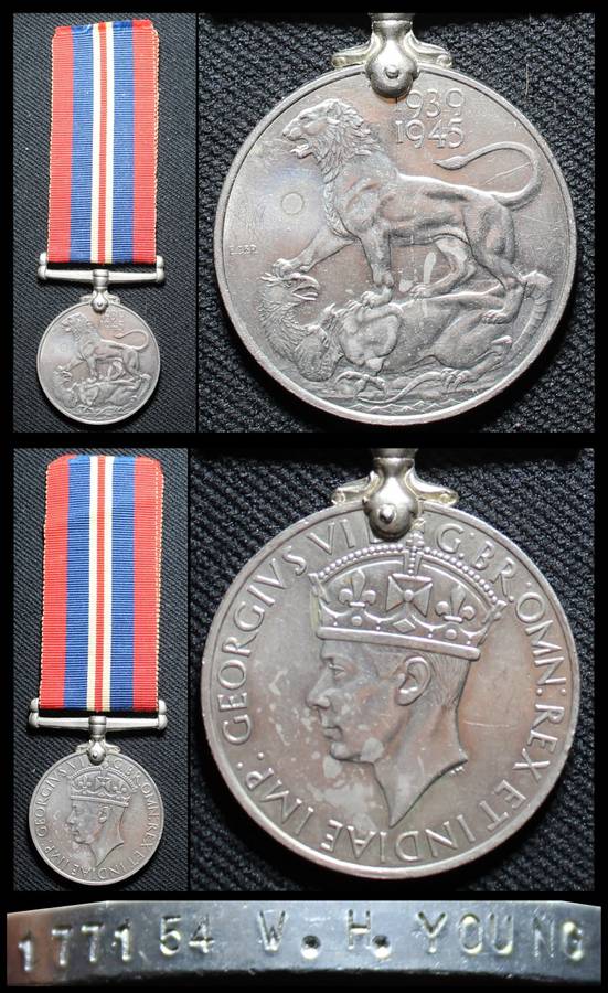 Medal : World War II : Full Size : 1771 54  W. H. YOUNG, as per Photo.