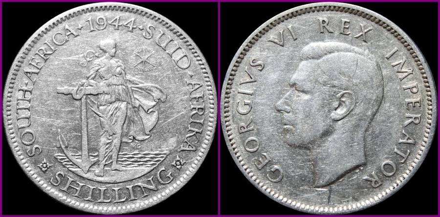 1944 Union of S.A. :ONE  SHILLING :  COIN IN CIRCULATED CONDITION. as per Photo.