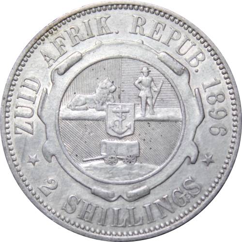 1896 Z.AR. : Two Shillings :  Circ/Coind, Minted 353.480, Good Cond. As per Photo.