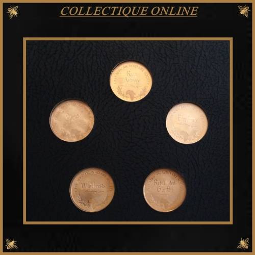 Official Big Game Proof Set of 20 Bronze Medals Franklin Mint & East African WildlifeSociety Animals