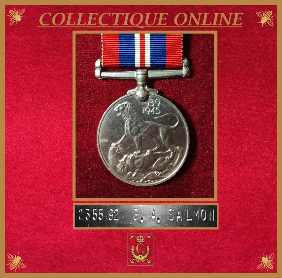 United Kingdom  : War Medal  : To 235592   G. A. SALMOM  : WW II. Descrp. Bellow.