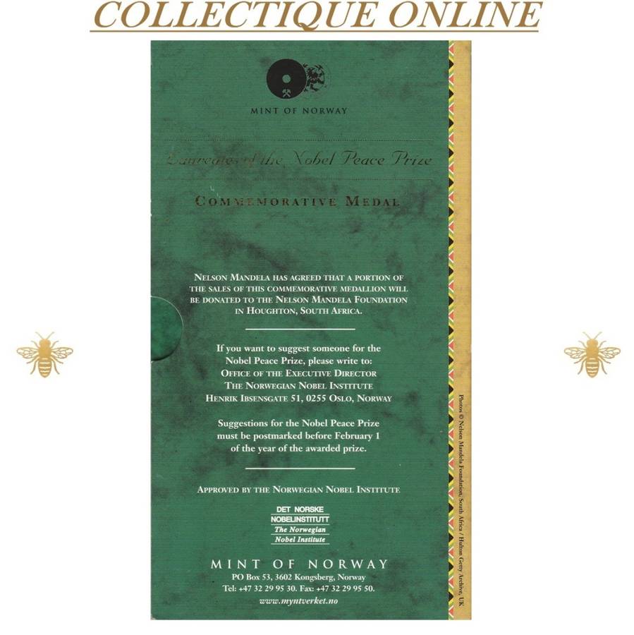 1 TROY OUNCE (STG) Silver Medallion : LAUREATES OF THE NOBEL PEACE PRIZE. DESCRIP. BELOW.