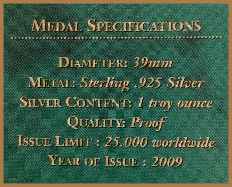 1 TROY OUNCE (STG) Silver Medallion : LAUREATES OF THE NOBEL PEACE PRIZE. DESCRIP. BELOW.