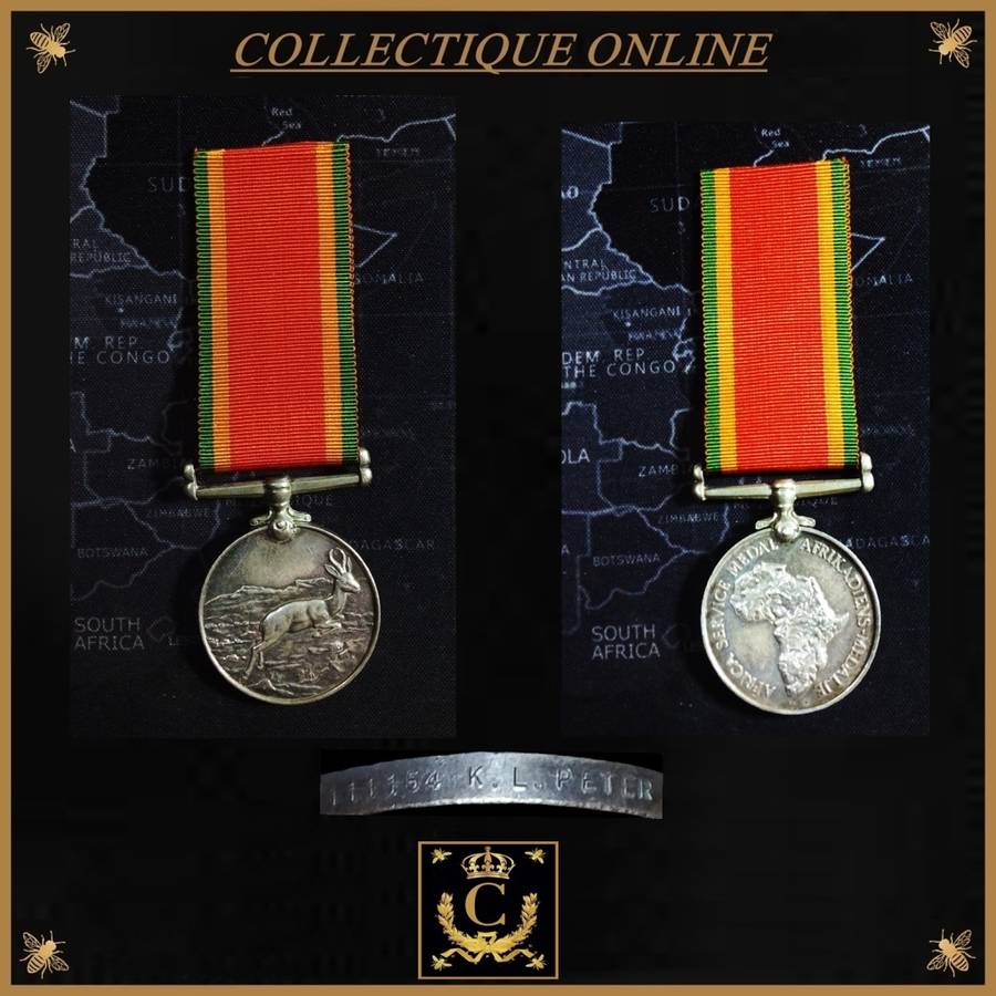 World War II : The Africa Service Medal : To 111154 K. L. PETER. As Per Photo.