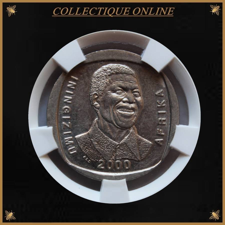 2000 : REP. S. A. : R5 MANDELA :  AU 55 : GRADED by S.A.N.G.S.