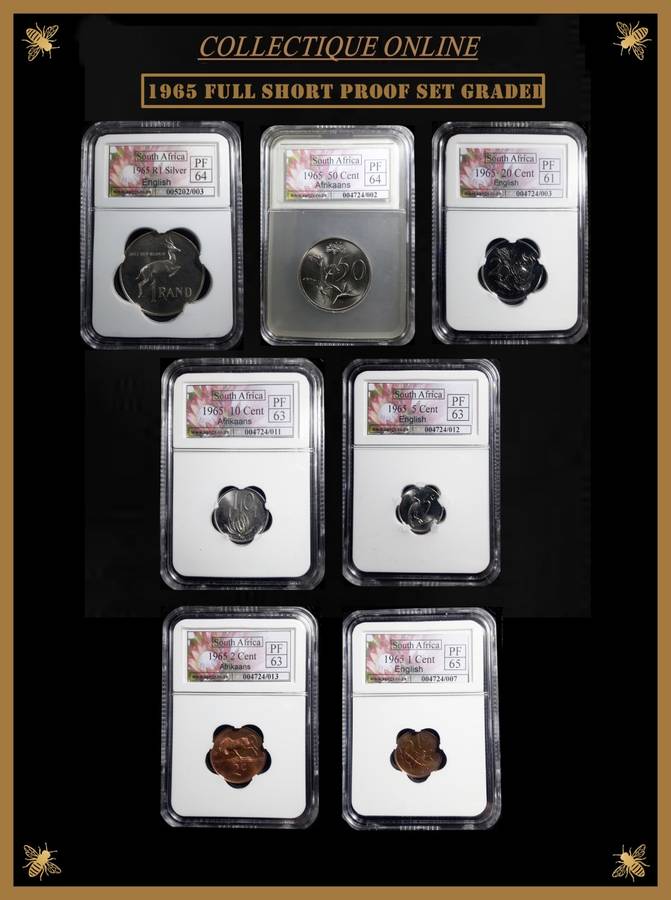 1965 : REP.  of S. A. : EXCELLENT COMPLETE FULL SHORT PROOF SET : GRADED by S.A.N.G.S. BID FOR SET.