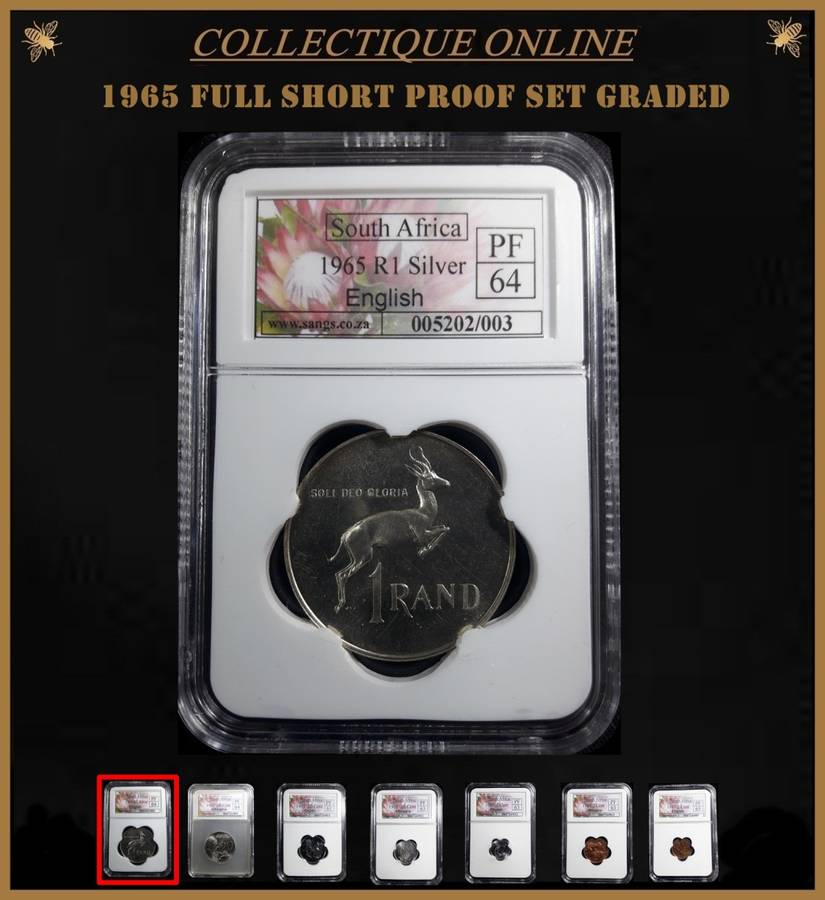 1965 : REP.  of S. A. : EXCELLENT COMPLETE FULL SHORT PROOF SET : GRADED by S.A.N.G.S. BID FOR SET.