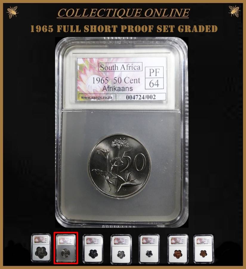 1965 : REP.  of S. A. : EXCELLENT COMPLETE FULL SHORT PROOF SET : GRADED by S.A.N.G.S. BID FOR SET.
