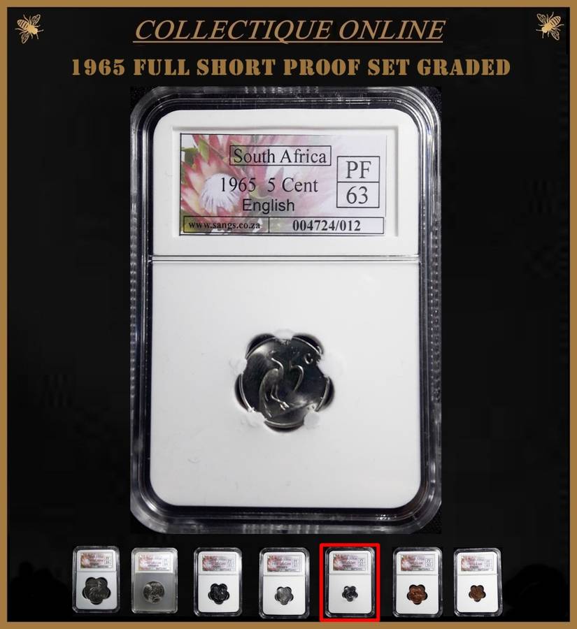 1965 : REP.  of S. A. : EXCELLENT COMPLETE FULL SHORT PROOF SET : GRADED by S.A.N.G.S. BID FOR SET.