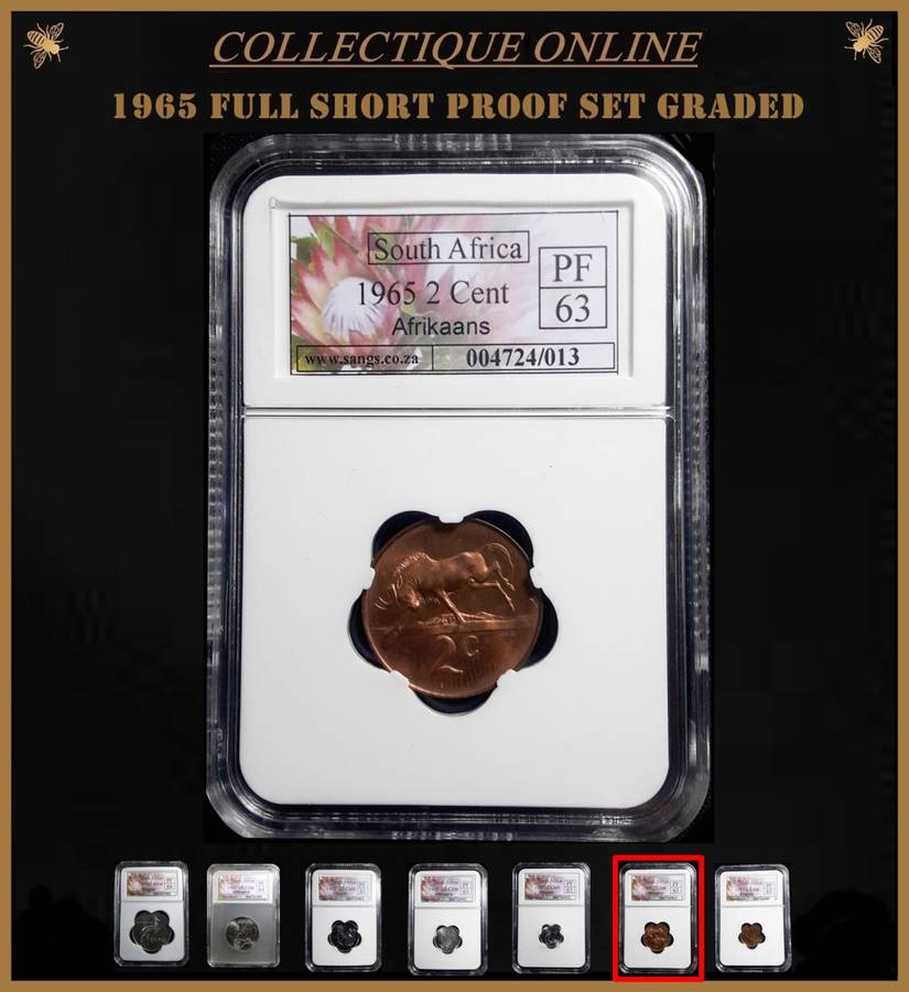 1965 : REP.  of S. A. : EXCELLENT COMPLETE FULL SHORT PROOF SET : GRADED by S.A.N.G.S. BID FOR SET.
