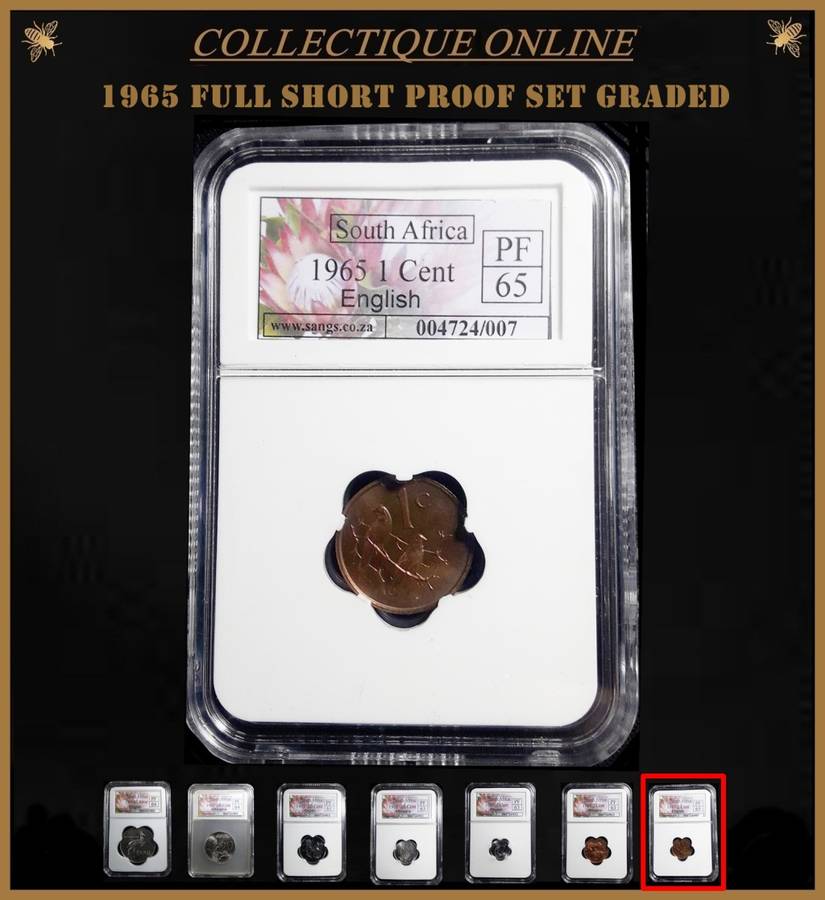 1965 : REP.  of S. A. : EXCELLENT COMPLETE FULL SHORT PROOF SET : GRADED by S.A.N.G.S. BID FOR SET.