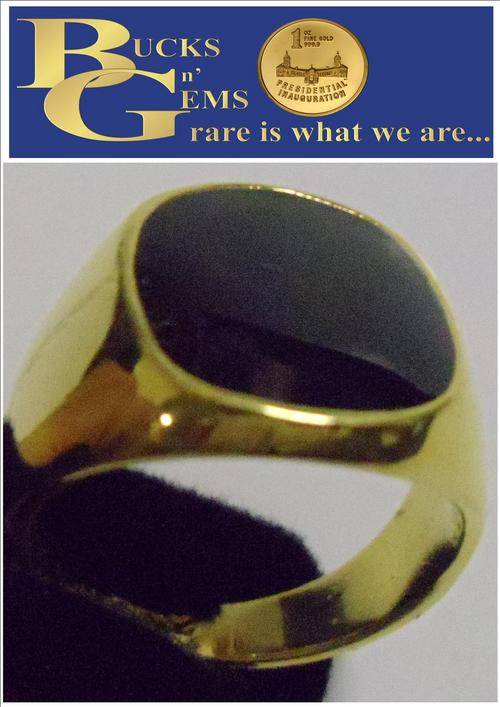 MENS 9CT GOLD RING BLACK STONE