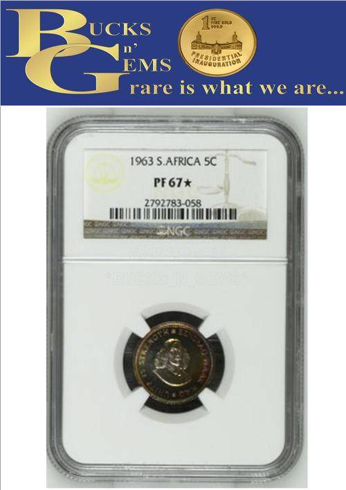 THE 1 & ONLY - 1963 RSA 5 CENT ** PF67* STAR ** - FINEST & ONLY KNOWN NGC GRADE - ONLY 1 EXIST