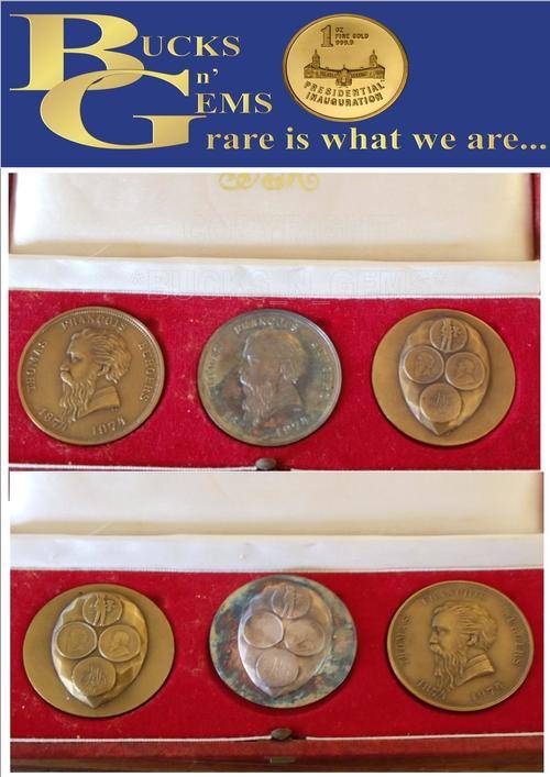 1874 BURGERSPOND COMMEMORATIVE MEDALLIONS - SET OF 3 - 2 BRONZE AND 1 SILVER
