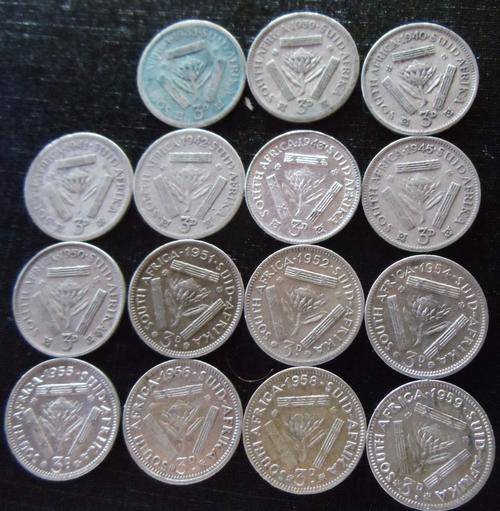 SET OF 15 TICKEYS - 1933 TO 1959 VF - XF CONDITION - SILVER 10.65gr HERNS VALUE R