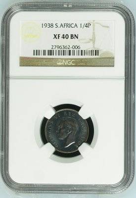 1938 UNION 1/4 PENNY  - XF40BN - NGC GRADE