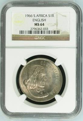 1966 SILVER 1 RAND - ENGLISH - MS64 - NGC GRADE