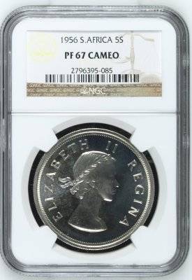 FINEST KNOWN - 1956 UNION 5 SHILLING CROWN -  PF67 CAMEO * NGC GRADE -1700 MINTED & ONLY 4 IN CAMEO