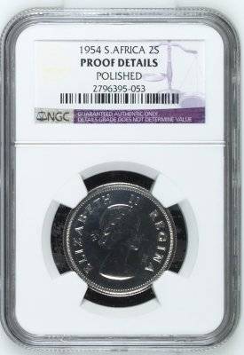 1954 UNION 2 SHILLING ** PROOF DETAILS**  - NGC GRADE & ONLY 3150 MINTED