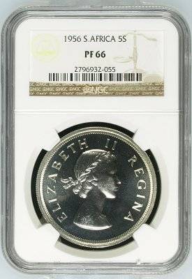 2ND FINEST - 1956 UNION 5 SHILLING CROWN -  PF66* NGC GRADE -1700 MINTED