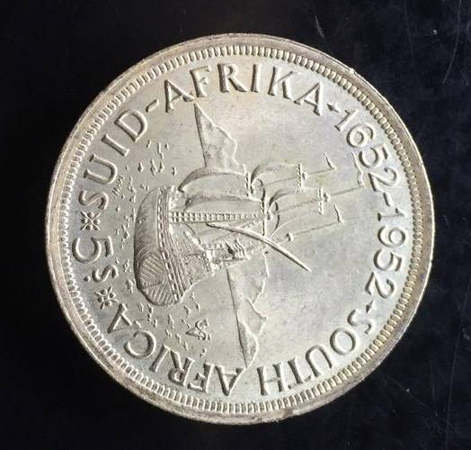1952 UNION 5 SHILLING - ** UNC **LOW MS** - SILVER CONTENT 14.14 gr HERNS VALUE R300 IN UNC- 2 AVAIL