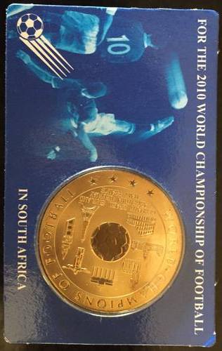 2010 WORLD CHAMPIONSHIP FOOTBALL MEDAL IN BRASS - CARDED COA