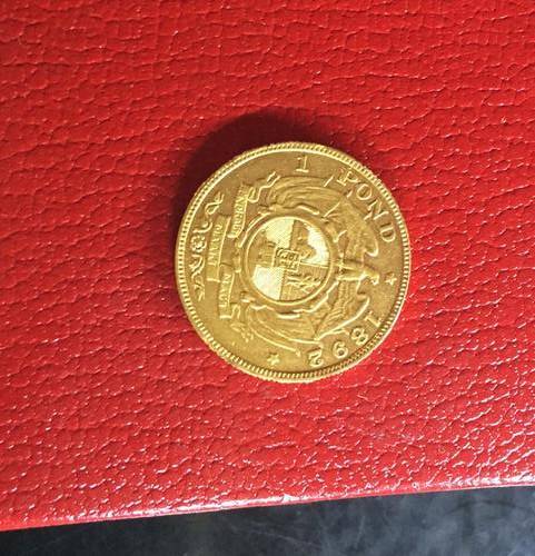 1892 ZAR GOLD 1 POND - DOUBLE SHAFT - AU CONDITION - HERNS -XF R 20 000 AND R80 000 IN UNC