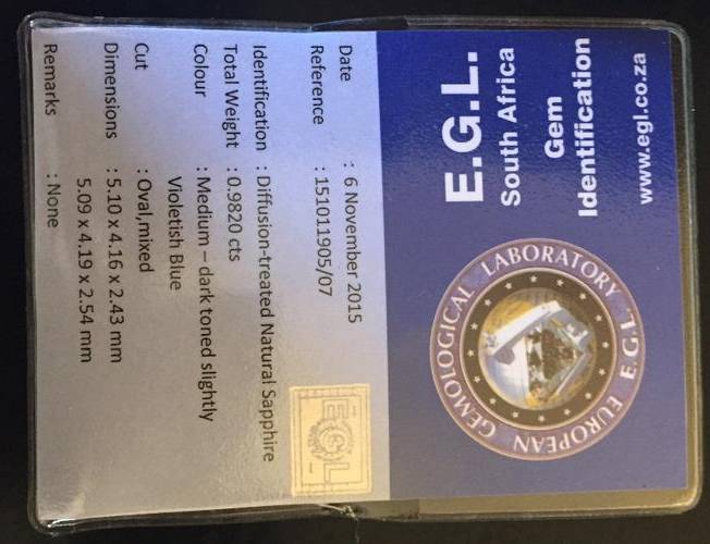 CERTIFIED - NATURAL AUSTRALIAN SAPPHIRE - 0.982 CTS - BLUE RARE DIFFUSION -COLOUR AAA++ PERFECT PAIR