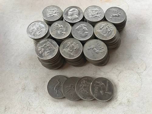BULK 1.4kg NICKEL - 1977 to 1990 RSA NICKEL RAND -UNC / AU / USED & TONED 1 BID for all 1.4KG