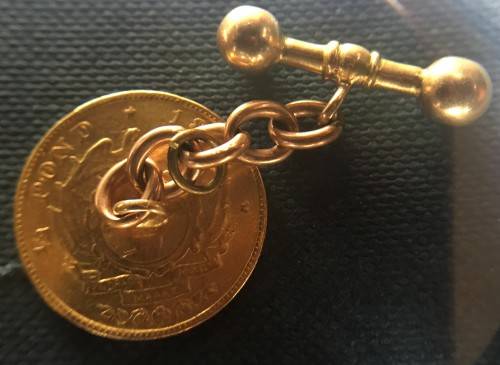 1894 ZAR GOLD 1/2 POND * CUFF LINK** 7.894 gr GOLD - HERNS VALUE IN UNC  - THIS IS AMOUNTED CUFFLINK
