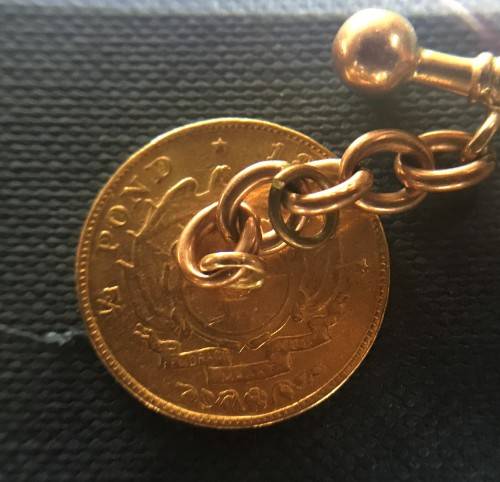 1894 ZAR GOLD 1/2 POND * CUFF LINK** 7.894 gr GOLD - HERNS VALUE IN UNC  - THIS IS AMOUNTED CUFFLINK