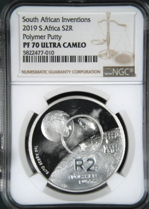 FINEST KNOWN - 2019 SA INVENTIONS **POLYMER PUTTY** 1oz FINE 999 SILVER - PF70 UC - NGC