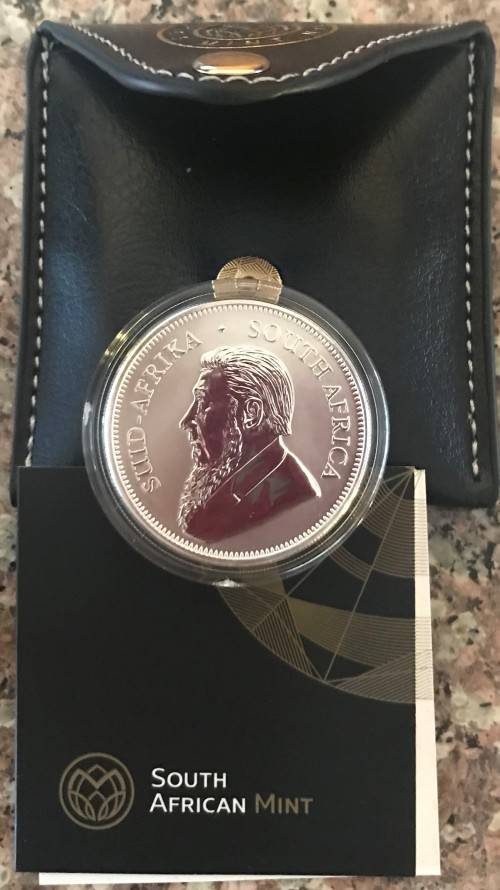 PREMIUM UNC -2017 SA KRUGERRAND SILVER 1oz FINE 999 SILVER 50th ANNIVERSARY MINT MARK-SAMINT Bag+COA