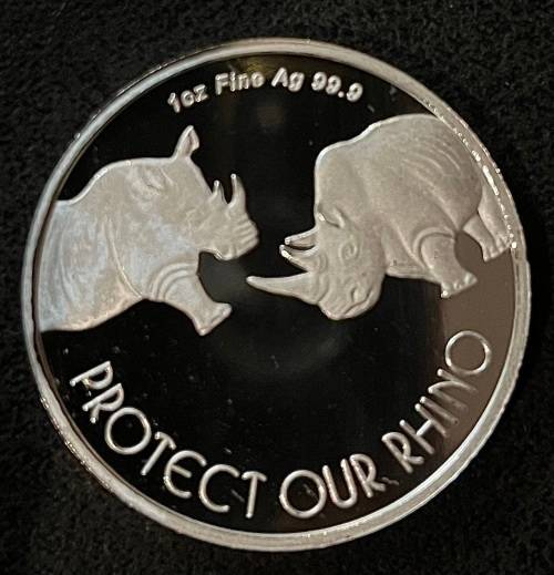 1oz SILVER ROUND - ** PROTECT OUR RHINO ** MINTED PROOF SERIES - PURE 999 SILVER