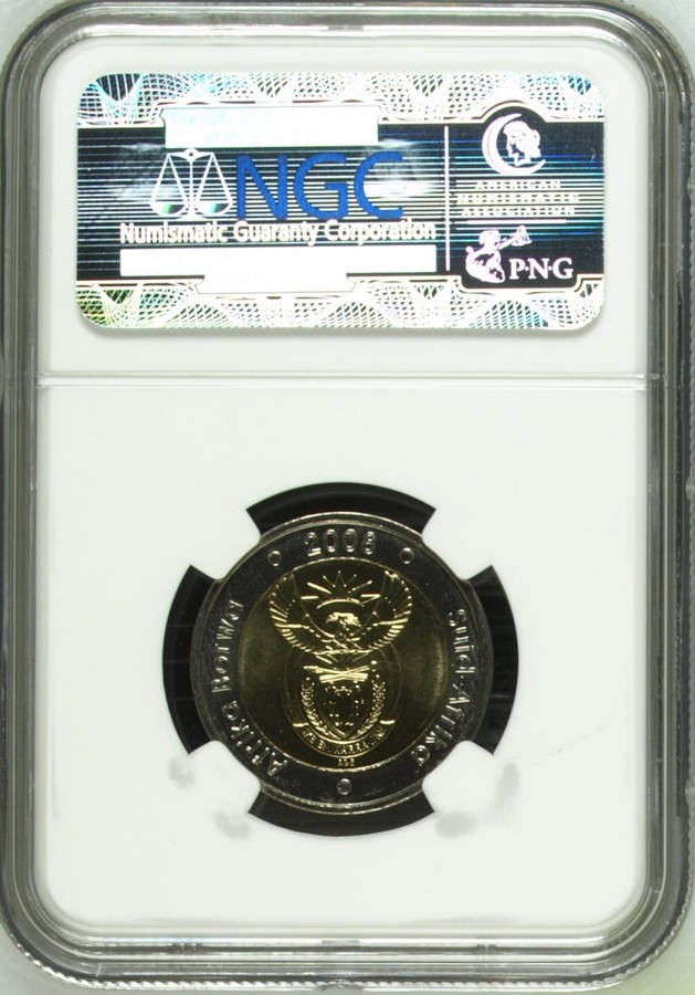 2008 MANDELA 90th BIRTHDAY R5 COIN - MS67 - NGC GRADE MANDELA LABEL
