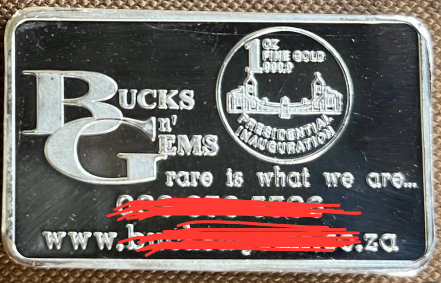 BIG 5 - 1oz PURE SILVER PROOF BAR *PRINTED* BUCKS `n GEMS BAR + CERTIFICATE