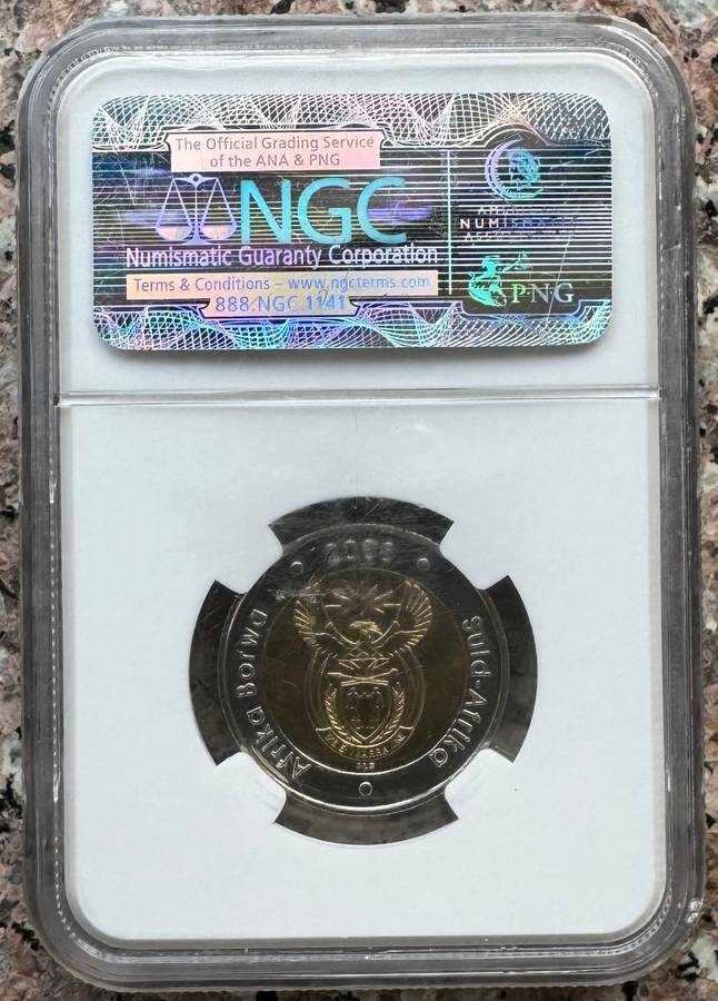 2008 MANDELA 90th BIRTHDAY R5 COIN - MS66 - NGC GRADE