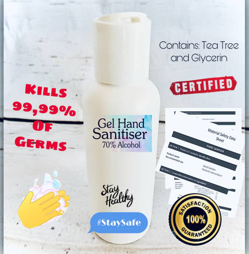 70% Alcohol - Gel Hand sanitizer with tea Tree - 100ml (Comes with MSDS certification)