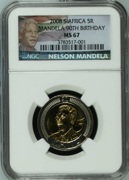 The limit edition - MS67 NGC High Grade - Mandela 2008 Birthday R5 coin - bid is per coin