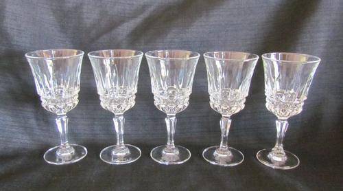 5 Pressed glass Port = Liqueur = Sherry  Glasses=***NICE***=As New=Perfect condition.