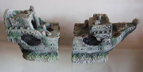 Aquarium Fish Tank ORNAMENT=SHIPWRECK Two Halves=Stunning!! = Dinosaur Bow!!!