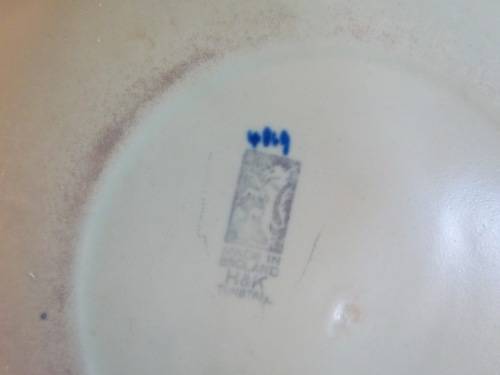 TUNSTALL PLATE=DECORATIVE WALL PLATE=H & K=ENGLAND=Green & Blue=STUNNING PLATE!!!!=1933 - 1942=B