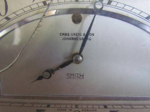 SMITH'S ELECTRIC MANTLE CLOCK=Chas Greg & Son, Johannesburg=Made in Cricklewood England.