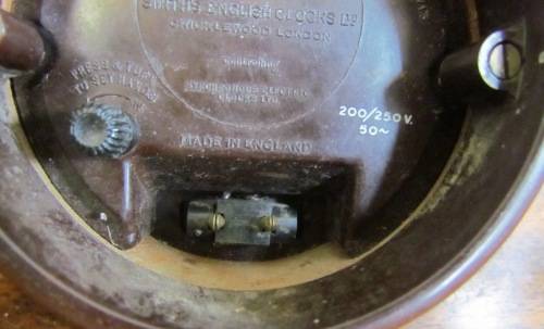 SMITH'S ELECTRIC MANTLE CLOCK=Chas Greg & Son, Johannesburg=Made in Cricklewood England.