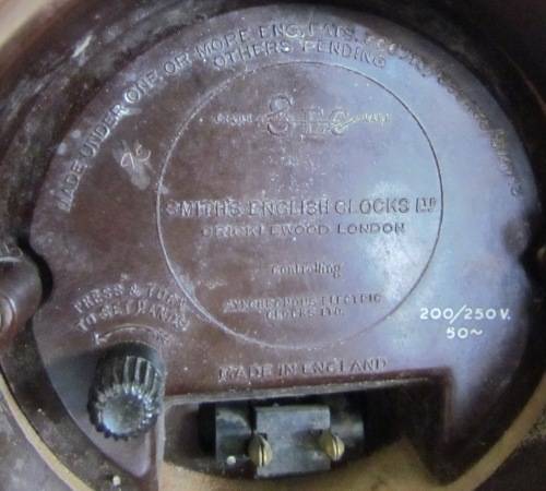 SMITH'S ELECTRIC MANTLE CLOCK=Chas Greg & Son, Johannesburg=Made in Cricklewood England.