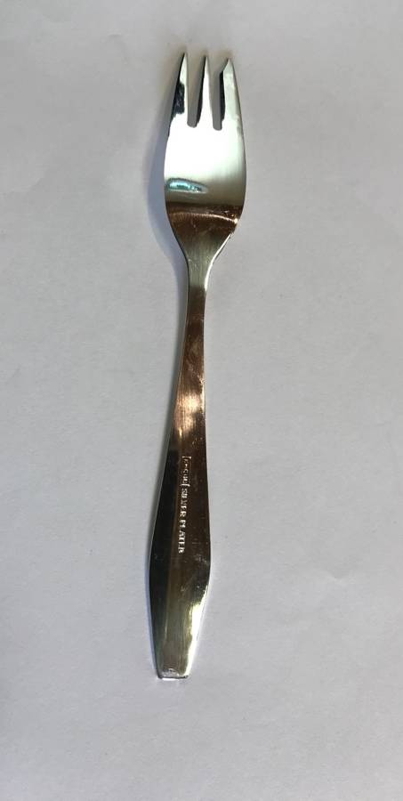 ROYAL ALBERT CAKE FORK=FLOWERS OF THE MONTH=MARCH=SILVER PLATED=Maker - HCU.